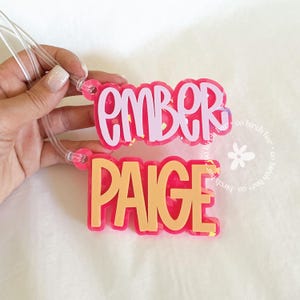 Étiquettes de boîte à lunch, étiquettes de sac à dos, étiquette de boîte à lunch pour enfants, porte-clés pour enfants, porte-clés personnalisé, sac à dos en acrylique, porte-clés, étiquette de nom