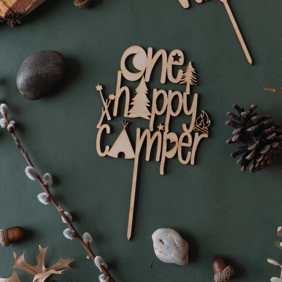 One Happy Camper Cake Topper, 1st Birthday Cake Topper, Mountain Cake ...