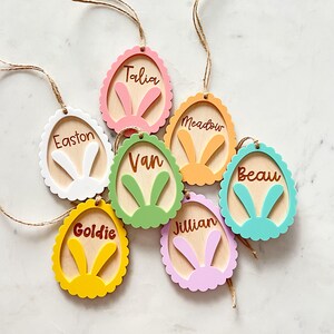 Scalloped Bunny Tag Easter Basket Tags Bunny Tags Easter Gifts Name Tags Easter Basket Custom Name Tags Easter Decor Kids Easter Basket Tags