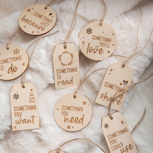 Christmas Tags Want Need Wear Read Use Want Gift Tags Mindful Gifting Reusable Holiday Gift Tags Present Tags Gift Wrapping Present Labels