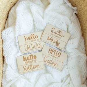 Hallo, mein Name ist Etikett, Baby-Namensschild, Neugeborenenmitteilung, Krankenhaus-Babyzeichen, Geburtsanzeige, Hallo, mein Name ist Zeichen, Babyankündigung