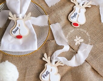 Etiquetas personalizadas para calcetines con adornos de reno, etiqueta de reno, etiqueta navideña, calcetines navideños familiares, adornos de reno, etiqueta para calcetines de reno