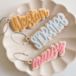 Backpack Tags Kids Keychains Personalized Acrylic Keychain 3D Keychains Backpack Name Tags Acrylic Name Tag Kids Name Tag Diaper Bag Tag