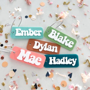 Acrylic Bag Tag Keychain 3D Backpack Tags Kids Tags Keychain Acrylic Name Tag Lunch Box Tag Luggage Tag Diaper Bag Tag Kids Backpack Tag