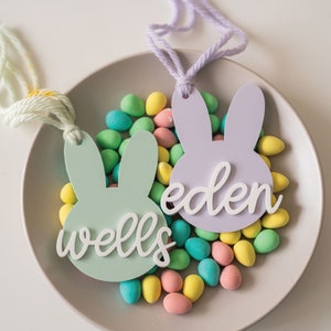 Easter Basket Tags Bunny Tags Custom Name Tags Easter Basket Easter Decor Kids Easter Easter Gifts Bunny Tags Basket Tags Personalized Tags