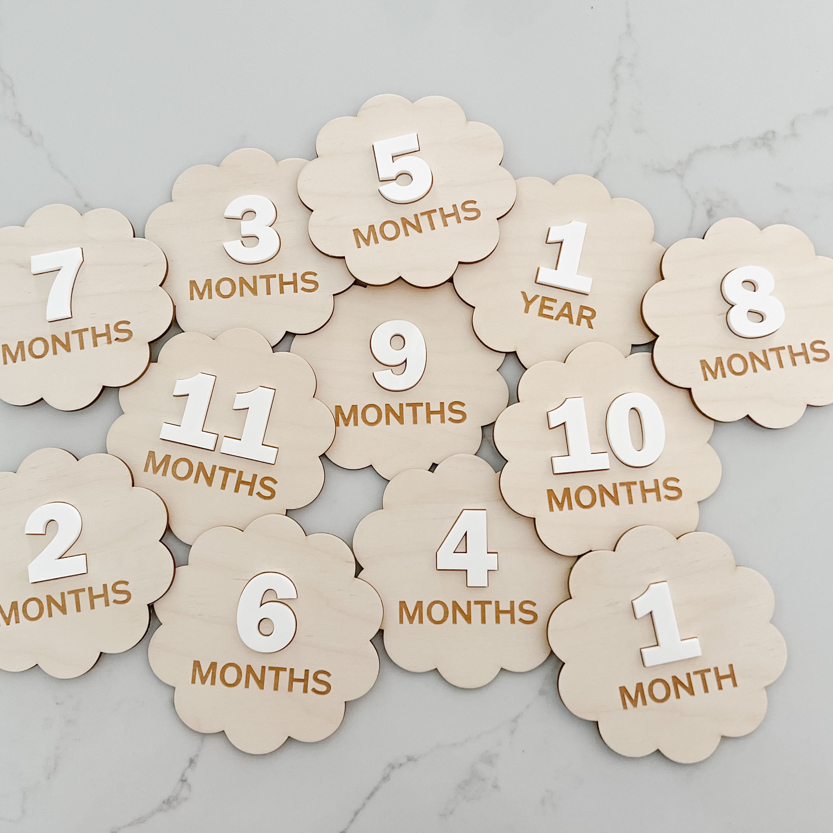 Scalloped Monthly Baby Milestone Discs Monthly Milestones Wood Monthly  Milestone Marker Baby Gift Monthly Milestone Plaques Baby Milestones