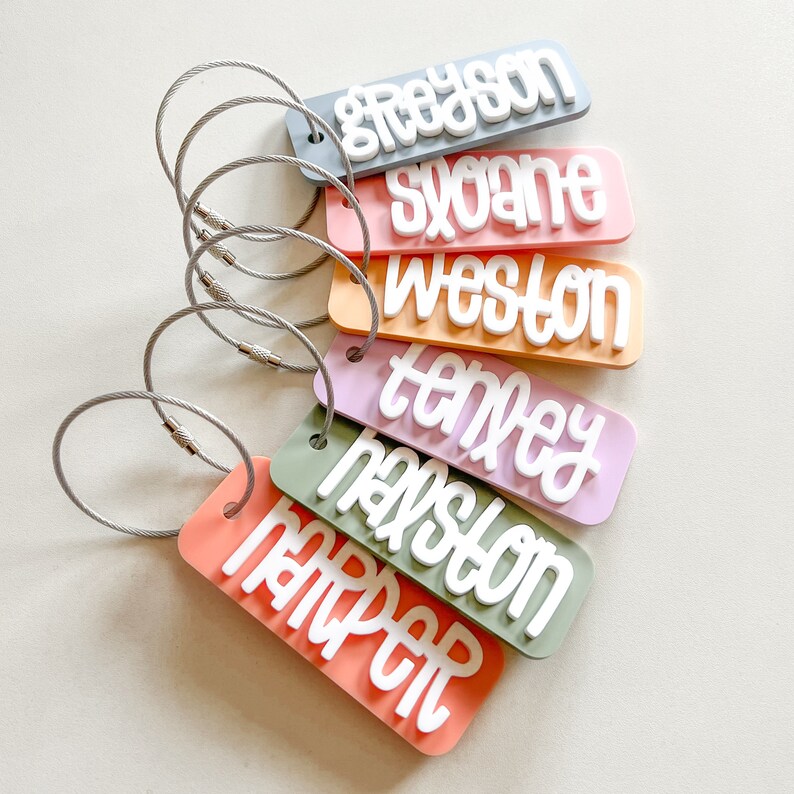 Acrylic Bag Tag Keychain 3D Backpack Tags Kids Tags Keychain Acrylic ...