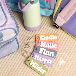 Acrylic Bag Tag Keychain 3D Backpack Tags Kids Tags Keychain Acrylic Name Tag Lunch Box Tag Luggage Tag Diaper Bag Tag Kids Backpack Tag