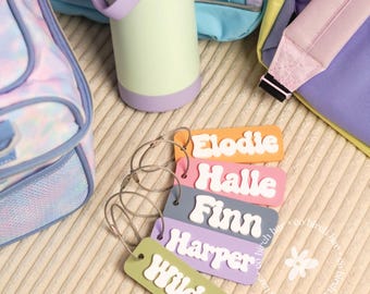 Acryl Taschenanhänger Schlüsselanhänger 3D Rucksack Tags Kinder Tags Schlüsselbund Acryl Namensschild Lunch Box Anhänger Gepäckanhänger Windeltasche Tag Kinder Rucksack Tag