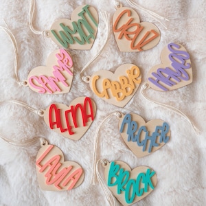 Heart Tag Valentine&#39;s Day Basket Tag Personalized Valentine&#39;s Day Name Tag Custom Basket Tag Acrylic Heart Name Tag Wood Heart Tag Gift Tag