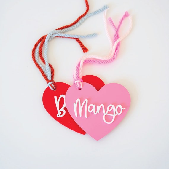 Acrylic Heart Tag with Engraved Name