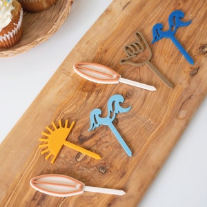 Surfs Up Cupcake Toppers Surfer Cupcake Toppers Surfer Birthday Party Decor Beach Cupcake Toppers First Birthday Party Surfer Tops Set of 6