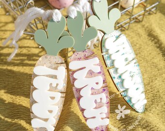 Glitter worteltag Easter Basket Tags Bunny Tags Naamkaartjes Paasmand Aangepaste naamkaartjes Paascadeaus Paasmand tag voor kinderen Paasdecoratie