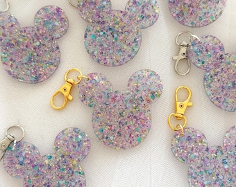 Purple Glitter Mouse Bag Charm Keychain Bag Charms Kids Backpack Charms Purse Charms Diaper Bag Charm Personalized Bag Charms Backpack