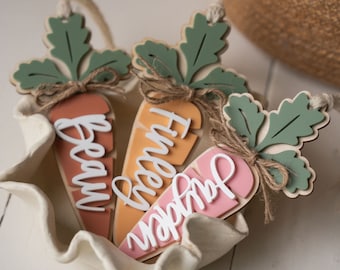 Etiqueta de zanahoria Etiquetas de cesta de Pascua Etiquetas de conejito Etiquetas con nombre Etiquetas con nombre personalizadas Decoración de Pascua Regalos de Pascua Niños Pascua Etiqueta de zanahoria de Pascua Etiquetas de Pascua