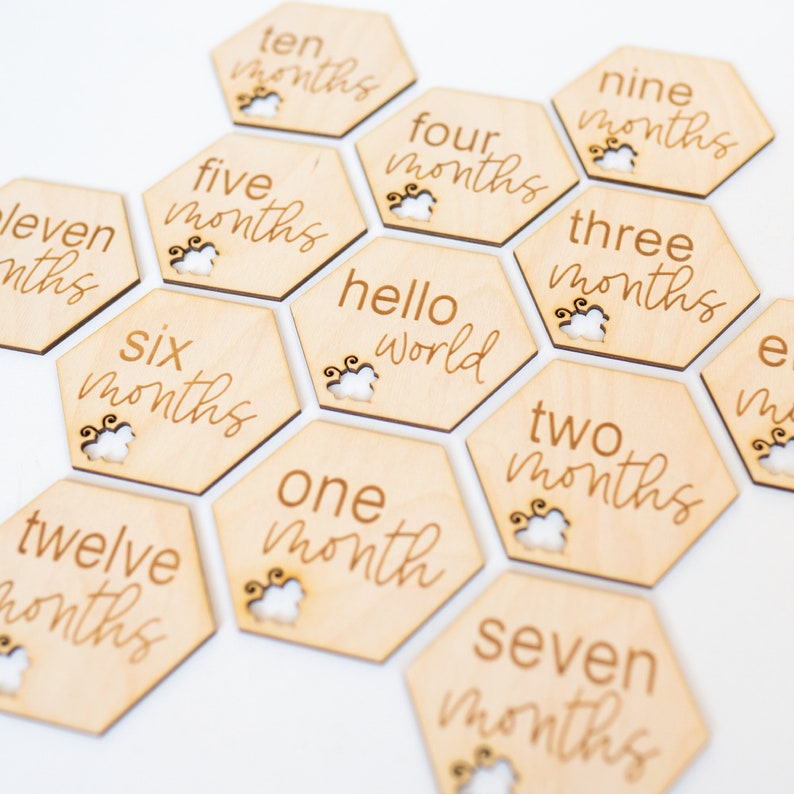Baby Announcement Bee Themed Baby Monthly Milestone Cards Baby Milestone Blocks Etched Wooden Baby Milestone Cards Newborn Photo Prop