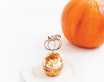 Adornos para cupcakes de calabaza, primer cumpleaños dorado, nuestra pequeña calabaza está girando, decoraciones para fiestas de otoño, juego de 12 adornos de calabaza para Acción de Gracias