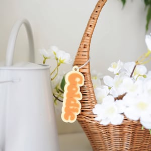 Étiquette de sac en acrylique, Étiquette de sac de boîte à lunch, Étiquette de sac à dos, Étiquette pour enfants, Étiquette de nom rétro, Porte-clés 3D, Étiquette de sac à langer, Porte-clés d'étiquette de sac en acrylique, Étiquettes de sac