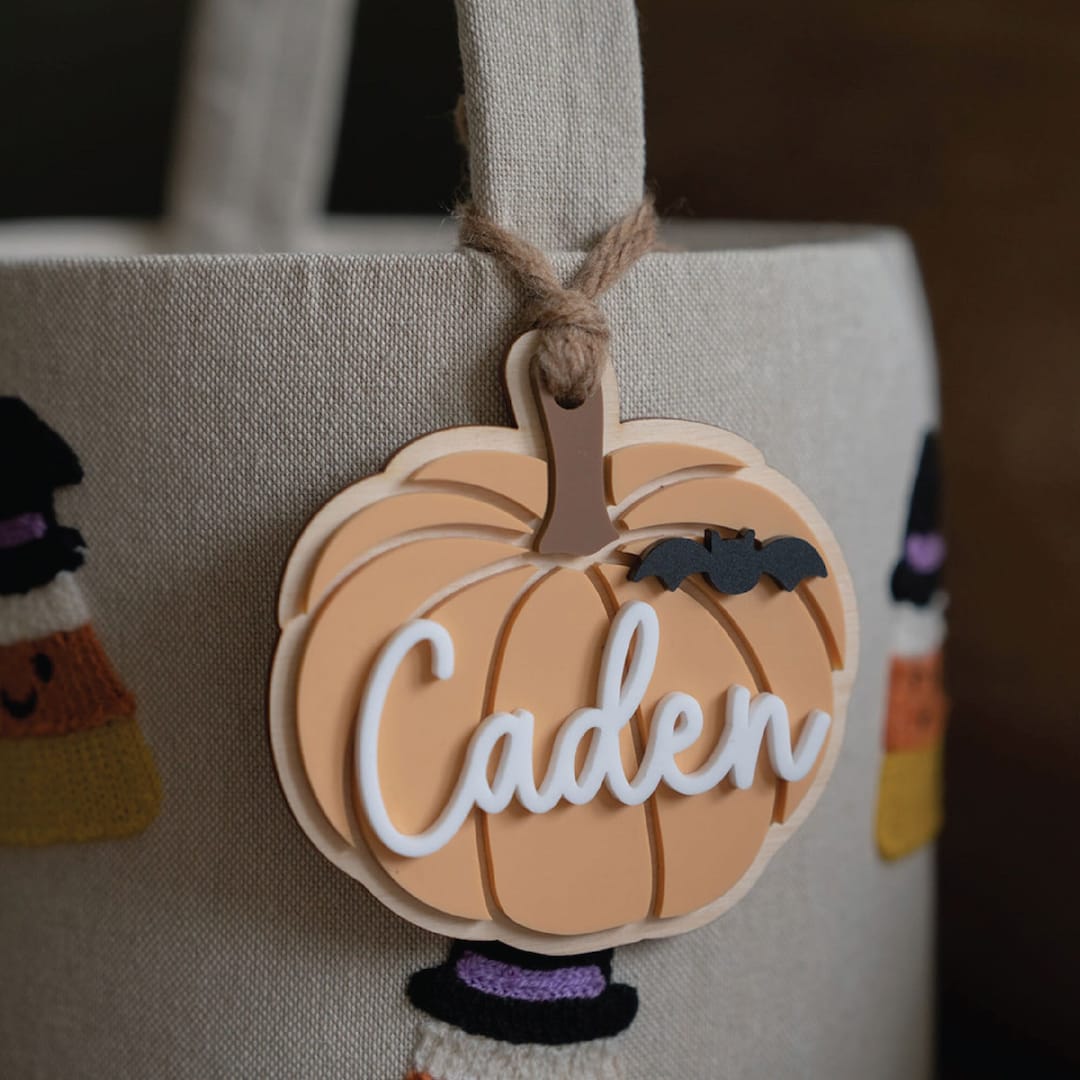 Boo Basket Tag Halloween Basket Tag Acrylic 3D Pumpkin Tag Personalized ...