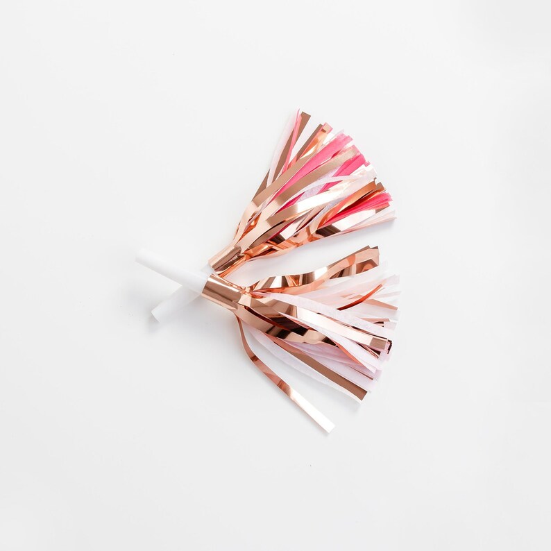 25 Custom Rose Gold Party Noisemakers Birthday Bachelorette Etsy