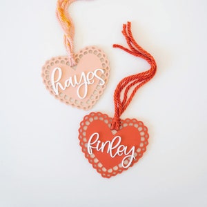 Scallop Heart Tag Heart Tag Valentines Basket Tags Acrylic Heart Tags Kids Valentine&#39;s Decor Valentine&#39;s Day Bag Tags Custom Heart Name Tag
