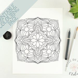 Download Mandala Adult Colouring Page Printable Hand Drawn Line Art Etsy