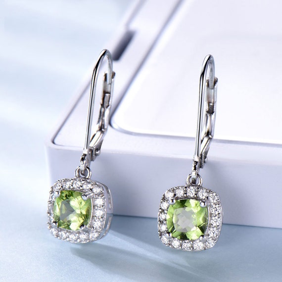 Oval Drop Clip on Earrings for Girls with Crystal May Birthstone Asymmetrical Earring