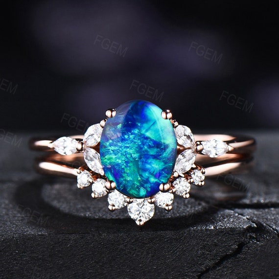 Blue opal sterling clearance silver ring