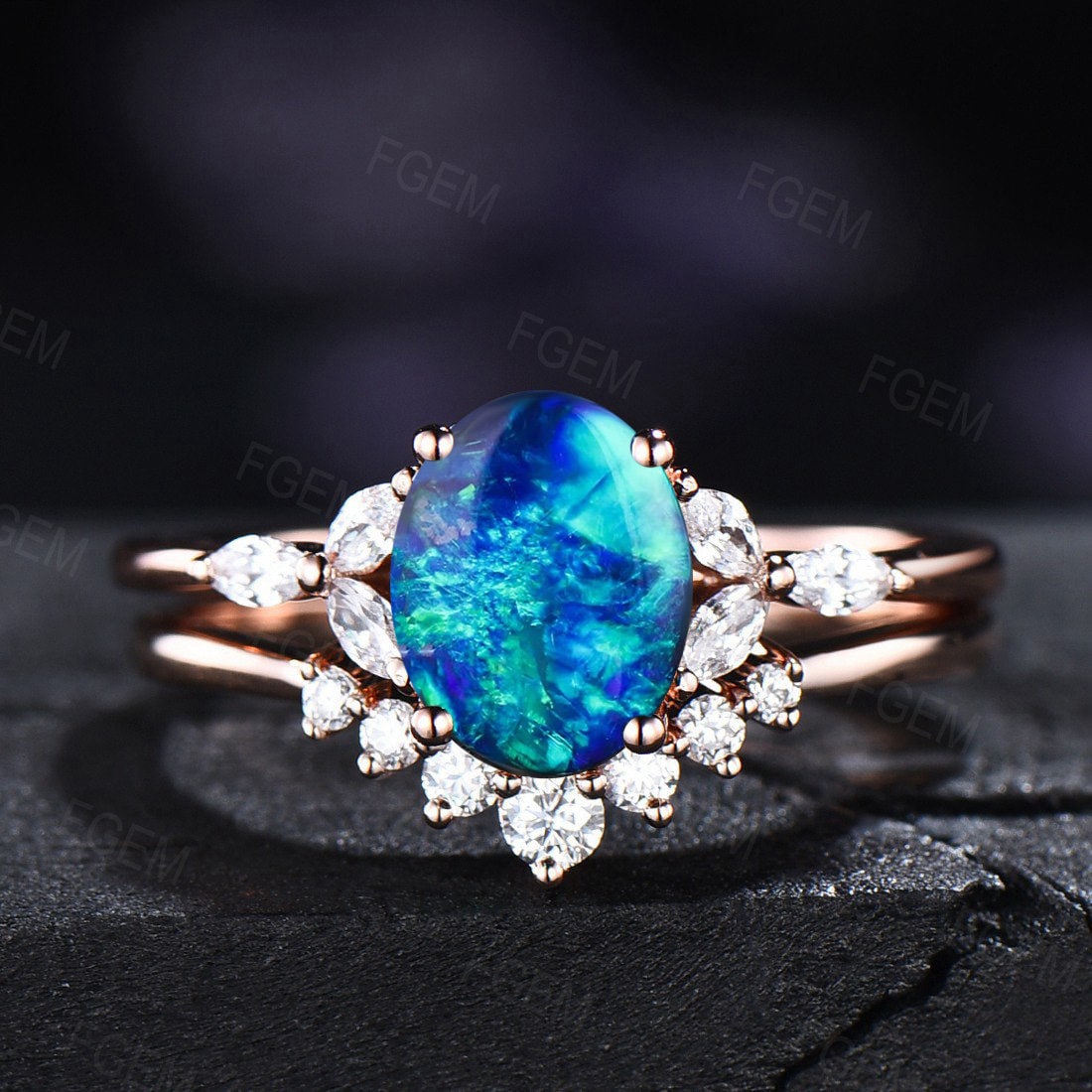 Blue opal hotsell wedding rings