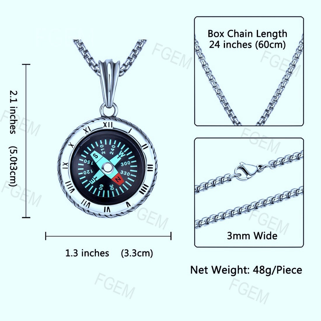 Silver Portable Real Functional Compass Necklace Stainless - Etsy