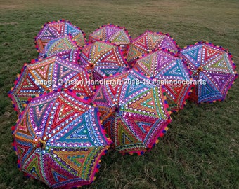 Indian Shiny Sequence Decorative Embroidered Parasol Umbrella 5 | 10 | 20 | 25 | 50 pc Wholesale lot Sun Shade Women Parasols