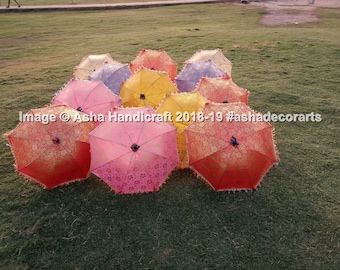 Handmade embroidery Umbrella Decorations Indian Wedding Umbrella Decoration 10Pcs Lot Mirror Work Vintage Parasols Cotton Umbrella