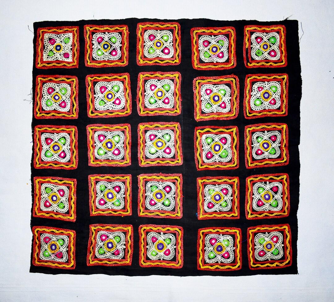 Indian Vintage Rabari Kutch Patch, Hand Work Antique Mirror Work ...