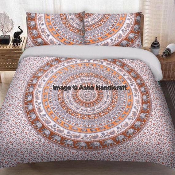 Indian Cotton Mandala Queen Size Bedsheet With 2 Pillow Cover Bed Cover 90x108 
