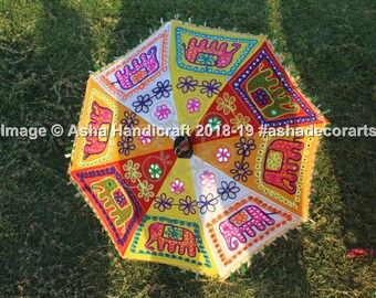 Nozze Accessori Ombrelli Hippie indiano matrimonio umbrella palmare vintage elefante design parasols fatti a mano ricamo cotone ombrello 20 Pcs Lot 