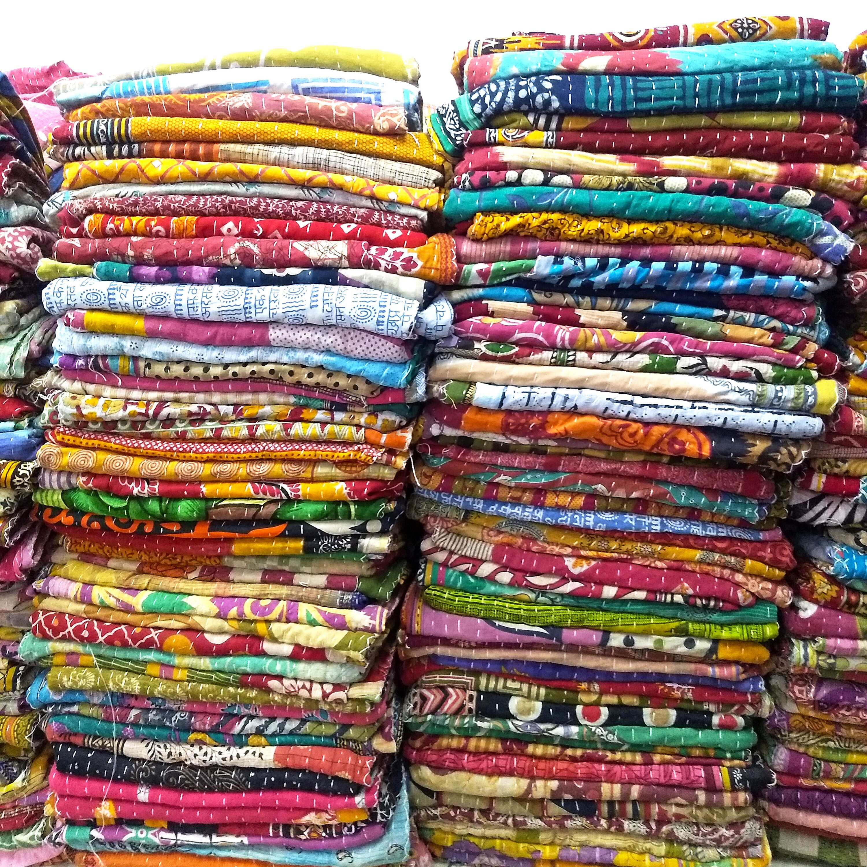 Wholesale lot of 5 pcs mix Indian Kantha Quilt Vintage Handmade Blanket and Throw Reversible Kantha Quilt Kantha Gudari old Patchwork