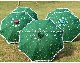 Indian Mehandi Event Decorative Umbrella Hippie Wedding Theme Decoration Women Sun Shade Parasols Green Umbrellas for Party Decor & gifts