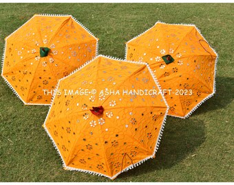 Wedding Theme Haldi Event Decor Umbrella Indian Handmade Women Sun Shade Parasols Hippie Heena Decorative Umbrellas Party Decor Parasols