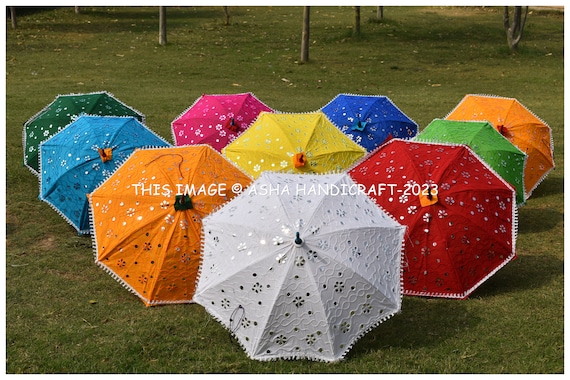 Wholesale 5pc Mix Lot Umbrella Indian Colorful Wedding Theme Decoration  Women Sun Shade Parasol Hippie Heena Decor Umbrellas New 