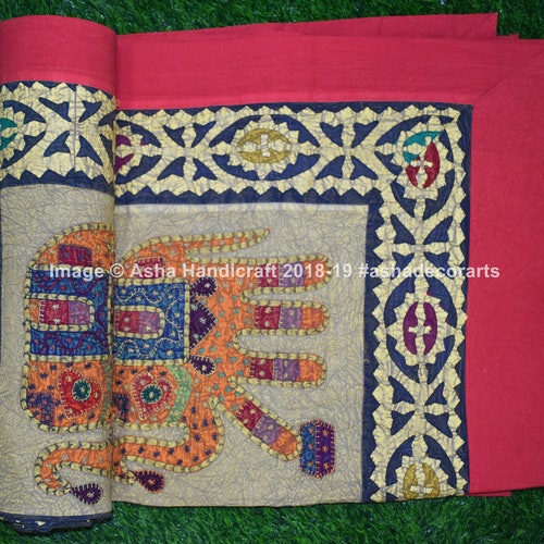 Ethnic Indian Traditional Hand Work Patchwork Blanket, Hippie Ston shops Washed Bedding Bed Cover Queen Christmas Decorative Bedspread