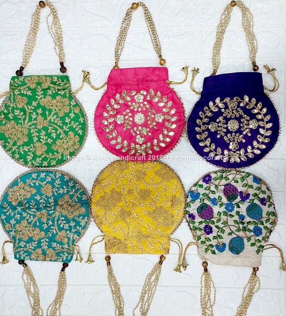 Buy SriShopify Handicrafts Women Green Handbag Gold Online @ Best Price in  India | Flipkart.com