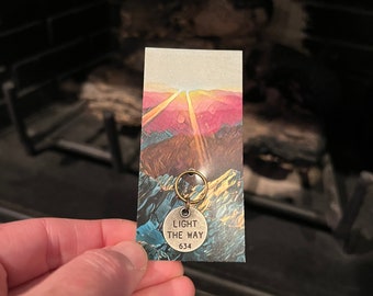 Light the Way Bronze Charm Keychain Zipper Pull 1pc Fun Gift Hawaii Hiking Camping Trees Outside sunrise Sunset