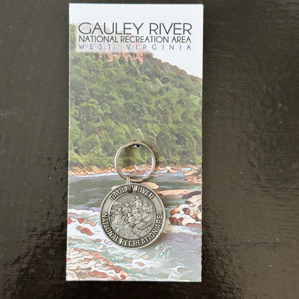 Gauley River National Recreation Area Token Coin Keychain Zipper 1pc Great Blue Heron West Virginia riverbed Raft V+ Rapids White Water raft