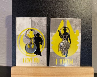 I Love You I Know Star Wars Charms Keychain Zipper Pull 2pcs Princess Leia Han Solo Gift Friend Partner Couples