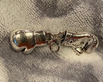 Mireval Sterling Silver Antiqued Boxing Gloves Charm on an Optional Charm Holder 