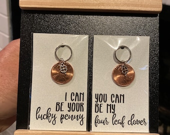 I Can Be Your Lucky Penny You can be My Four Leaf Clover Keychain Zipper Pull 2pcs Couple Partner Friend Gift Stapleton Song 2020 2021 2024