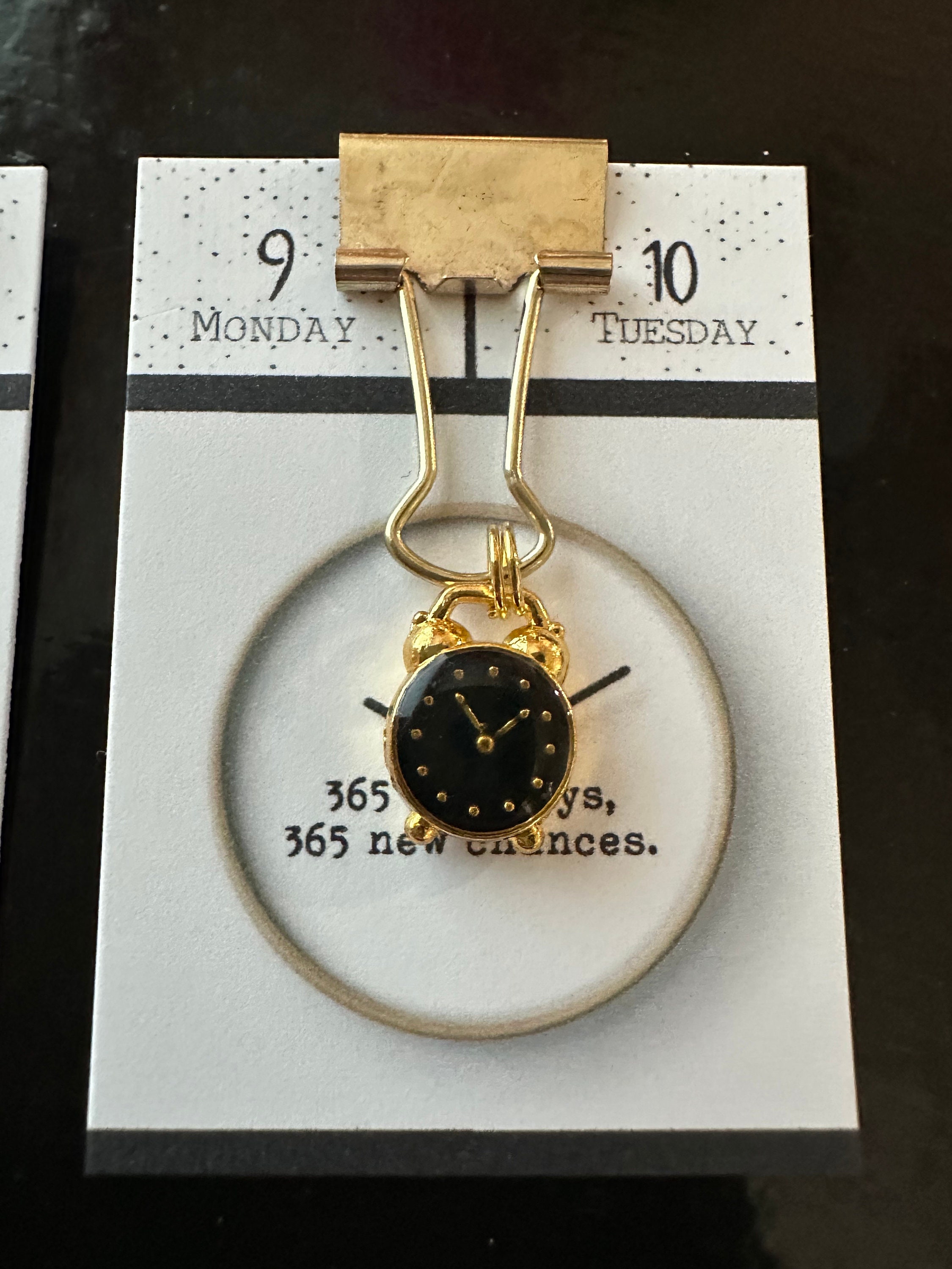Binder Clip With a Clock Charm Hanging 1pc Planner Clip Fun Gift 365 ...