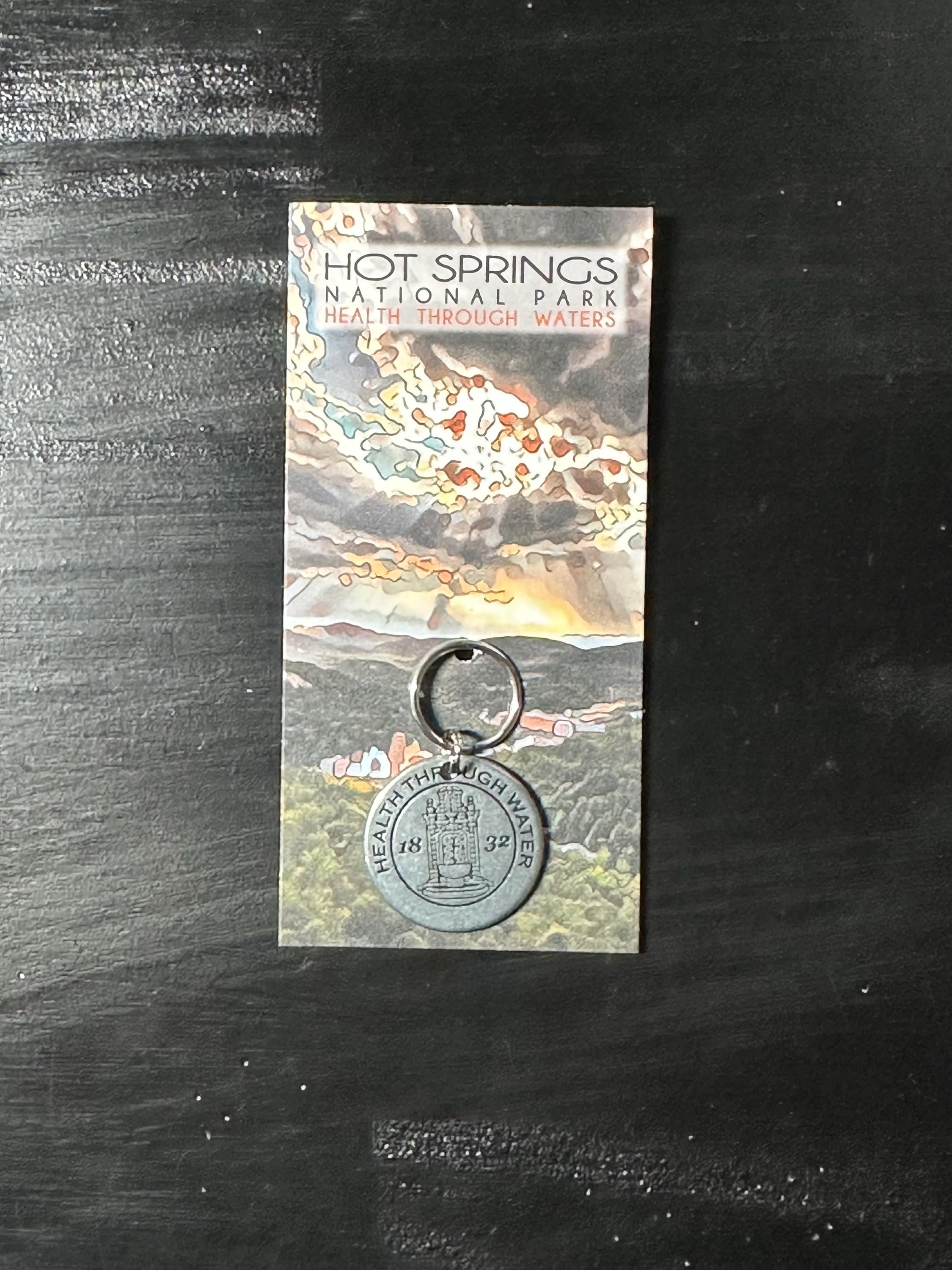 Hot Springs National Park Token Coin Keychain Zipper Pull 1pc Arkansas Health through Waters Pool