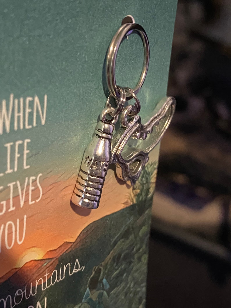 Hiking Boot Charm Keychain Zipper Pull 1pc Fun Keychain Gift When LIFE Gives you MOUNTAINS Put on your Boots & Hike Water Bottle image 4