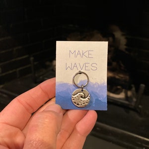 Wave Charm Keychain Zipper Pull 1pc 16mm Make Waves Love Ocean Sea Surf Life